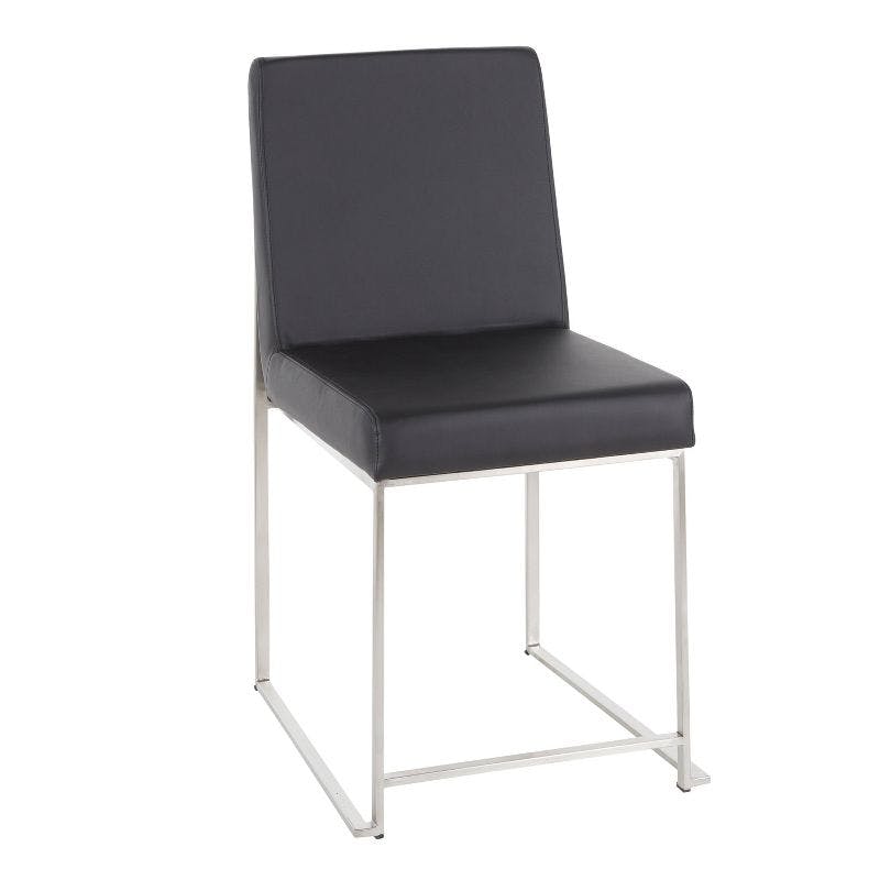 Fuji Contemporary High Back Faux Leather Dining Chair in Black
