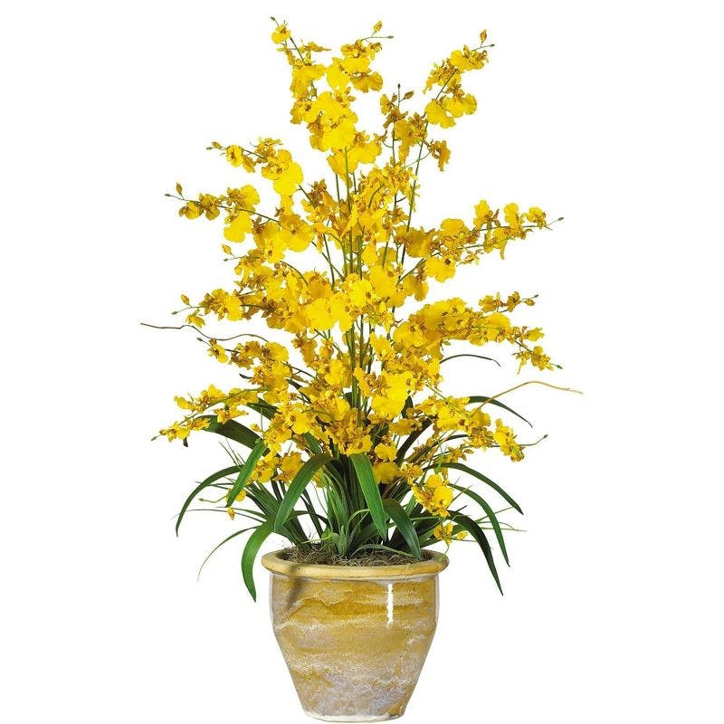 Orchid Elegance 29" Outdoor Tabletop Potted Silk Flower
