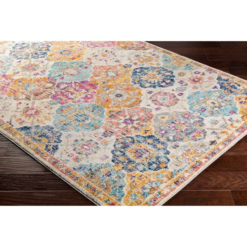 Reversible Blue Synthetic 3'x5' Stain-Resistant Rug