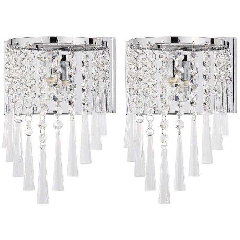 Contemporary Chrome 10" Beaded Direct-Wired Wall Sconce