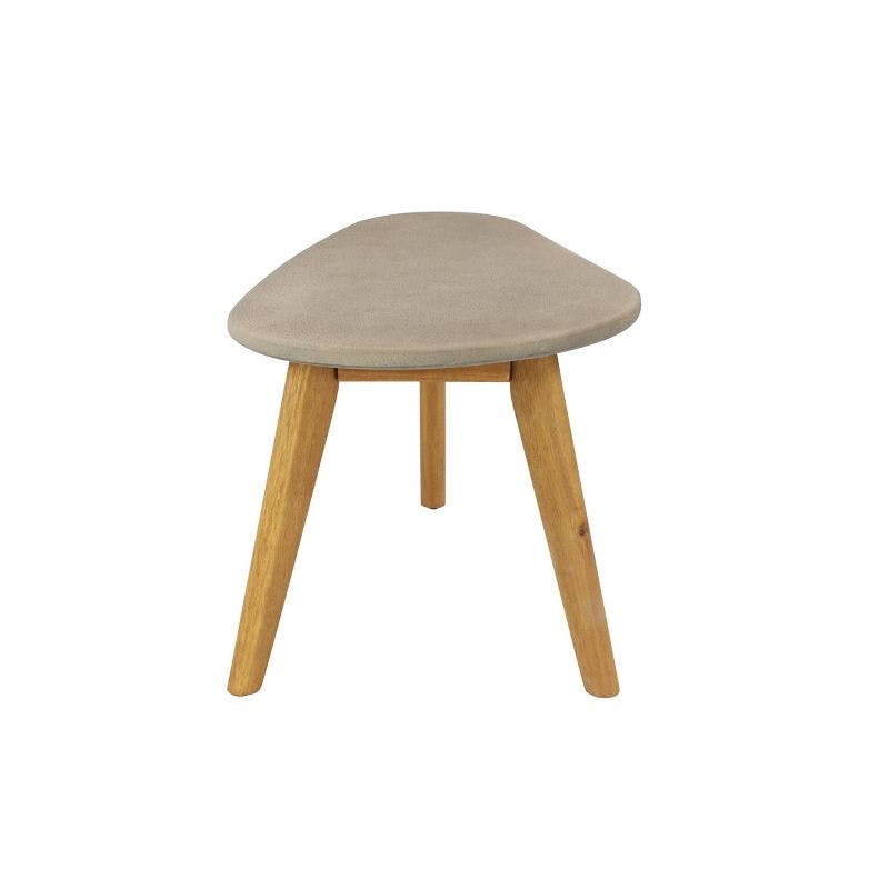 Modern Acacia Wood & Polycement Outdoor Accent Table in Gray