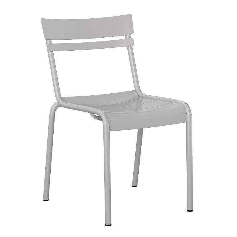 Sleek Silver Steel Stackable Modern Indoor-Outdoor Chair
