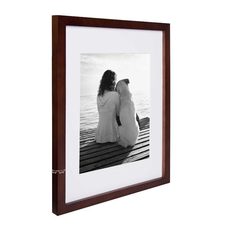 Walnut Brown 11x14 Classic Wood Picture Frame for Tabletop or Wall Display