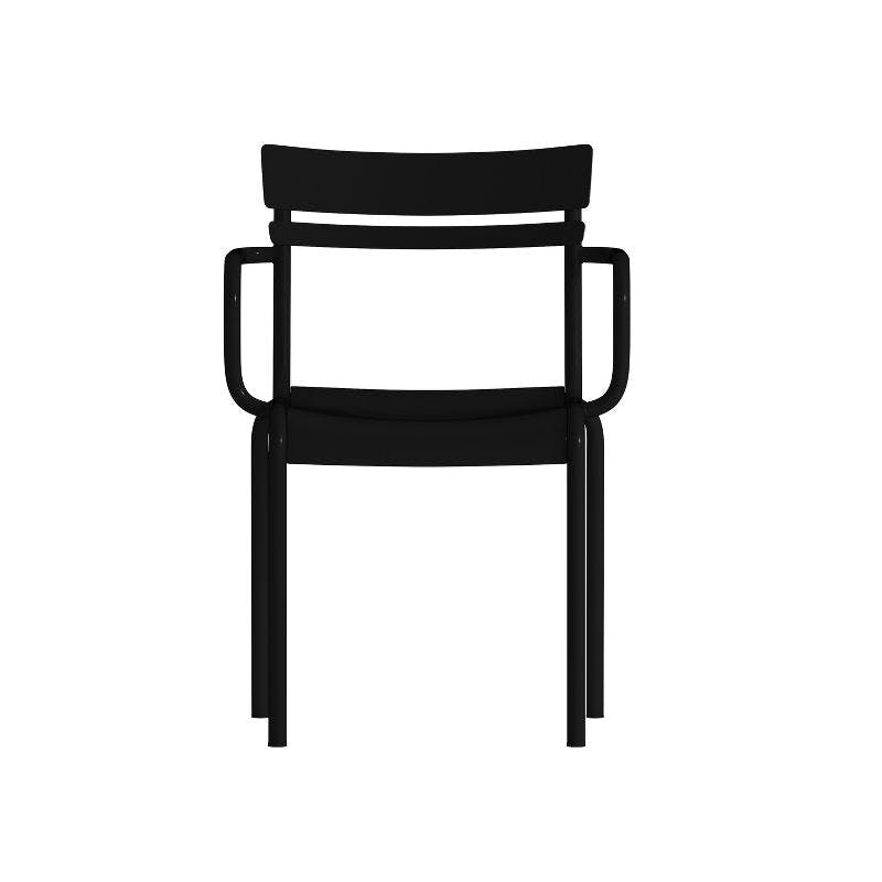 Modern Black Steel Stackable Indoor-Outdoor Dining Chair with Arms