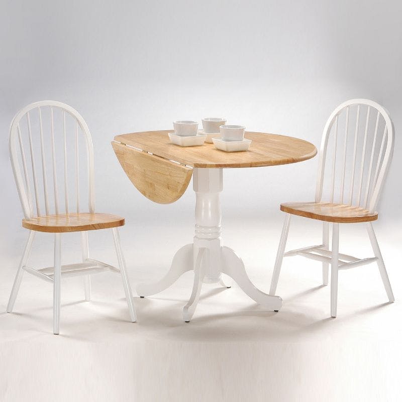 Cottage Charm Off-White Round Wood Extendable Dining Table