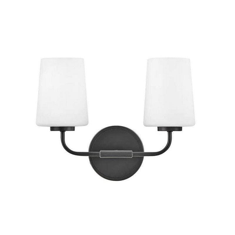 Lark Fitz 2-Light Black Dimmable Vanity Light with Etched Opal Shade