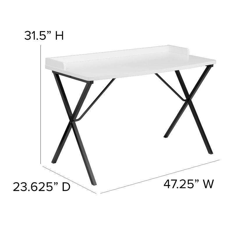 Simplistic White Laminate 49.5'' Computer Desk with Raised Border