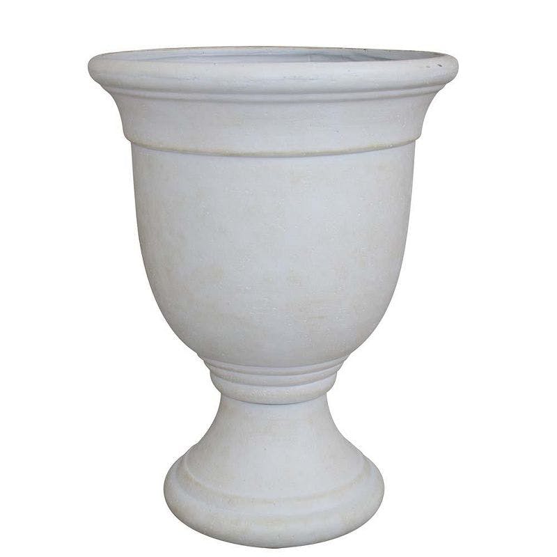 Elegant Ivory Outdoor Urn Planter with Hand-Crafted Detail