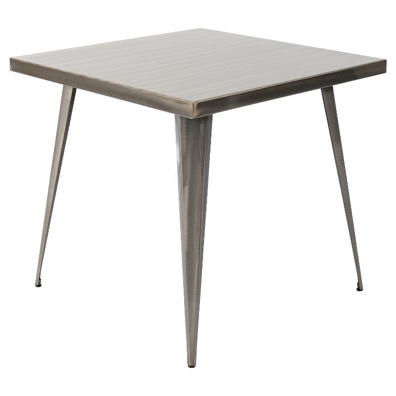 Austin 32" Brushed Silver Square Industrial Dining Table