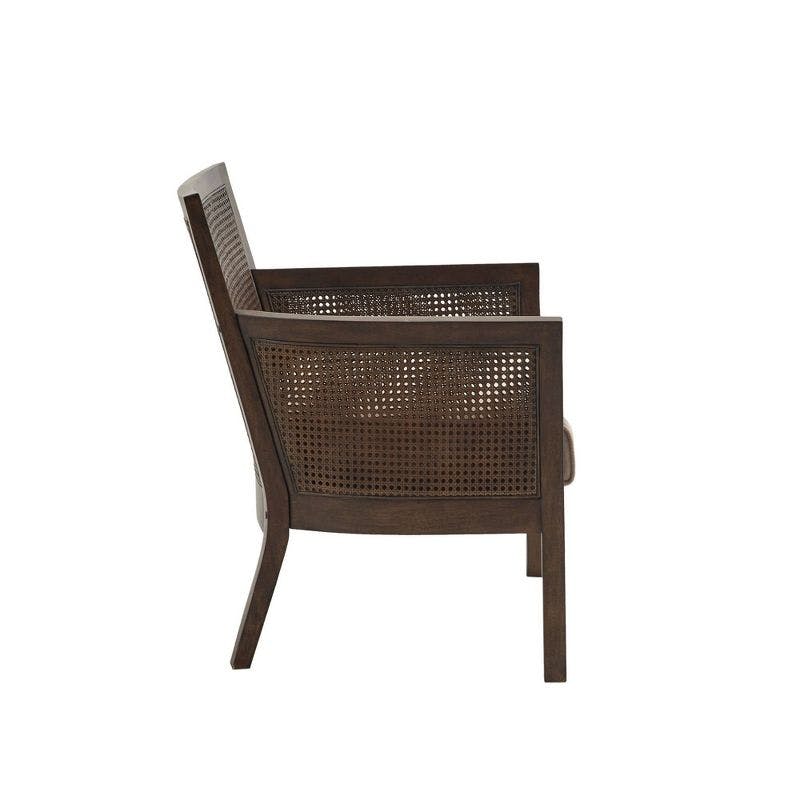 Farmhouse Chic Tan Cane Back Accent Chair with Espresso Wood Finish