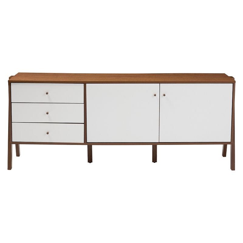 Harlow Scandinavian Two-Tone Walnut & White Sideboard Cabinet