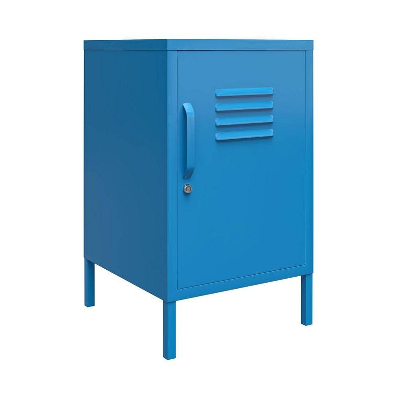Bright Blue Novogratz Cache Metal Locker End Table with Storage