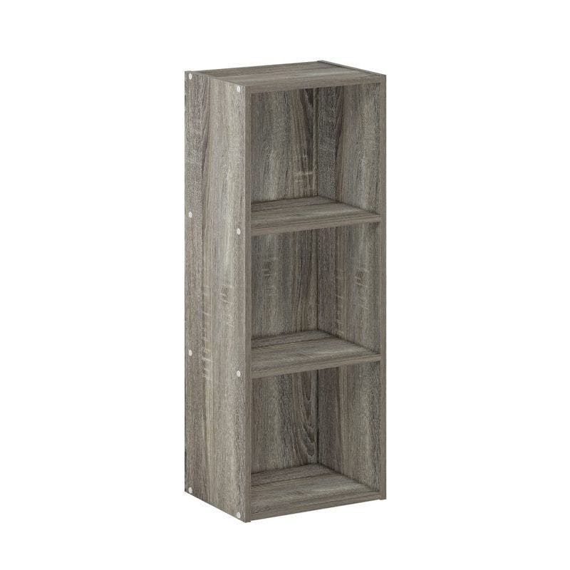 Sleek Gray Wood 3-Tier Cube Organizer Bookshelf