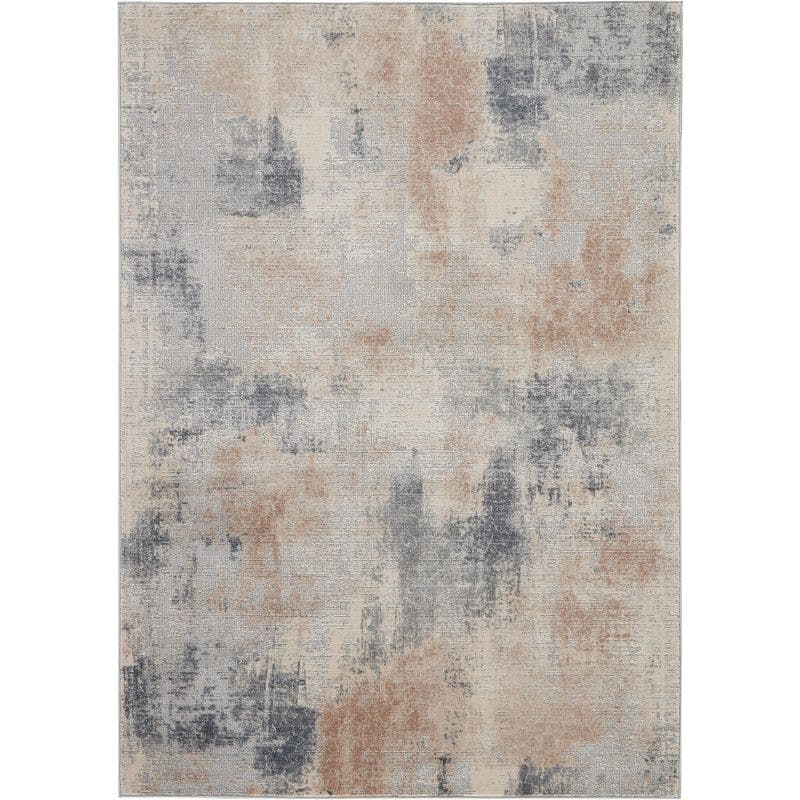 Abstract Silhouette Beige/Grey Synthetic Area Rug 5'3" x 7'3"