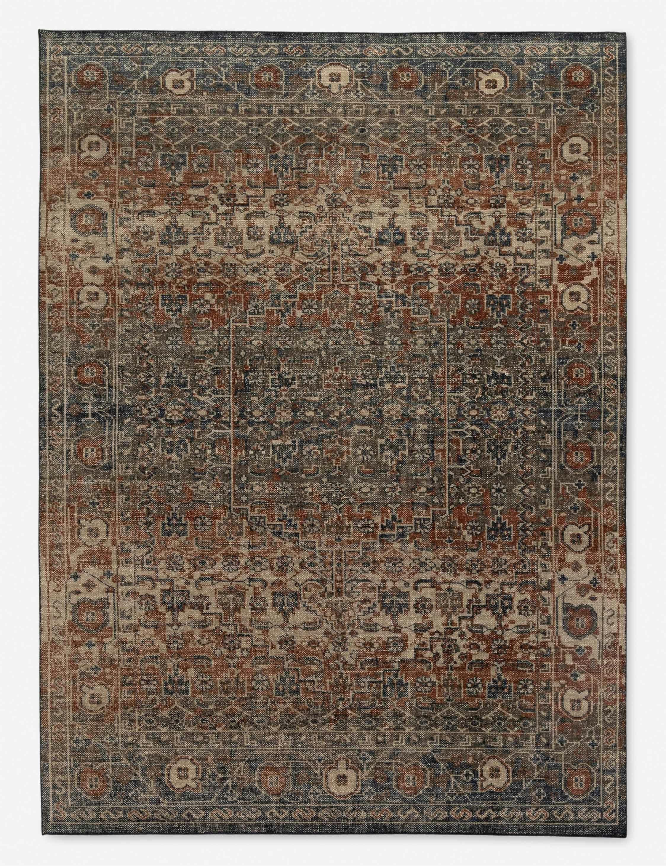 Arwen Traditional Hand-Knotted Wool Area Rug, 8' x 10', Earth Tones