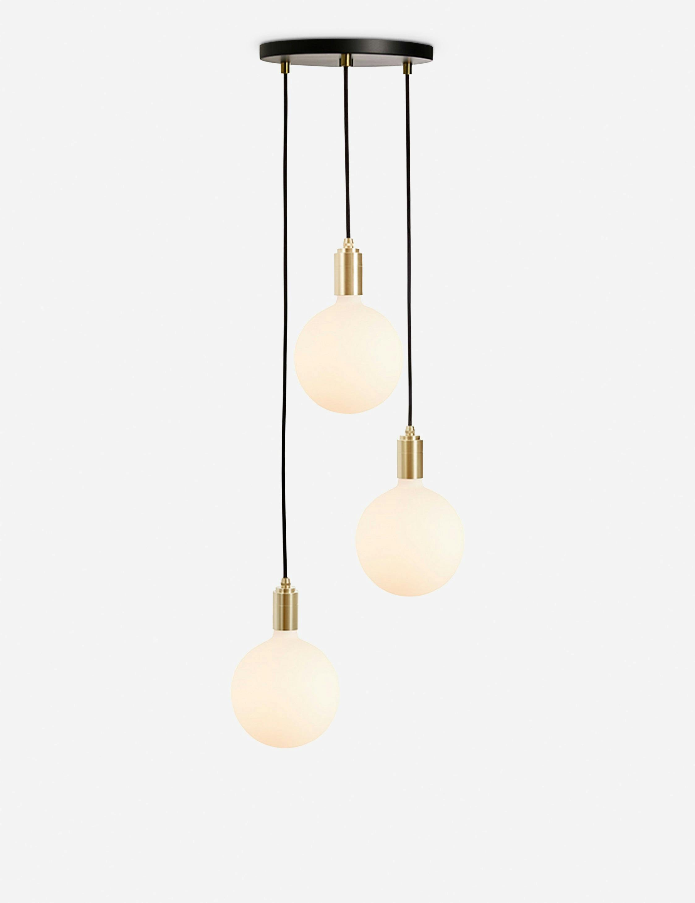 Sculptural Triple Globe LED Pendant Light with Brass Accents
