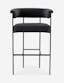 Slate Boucle Modern Metal Frame Bar Stool with Leather Seat