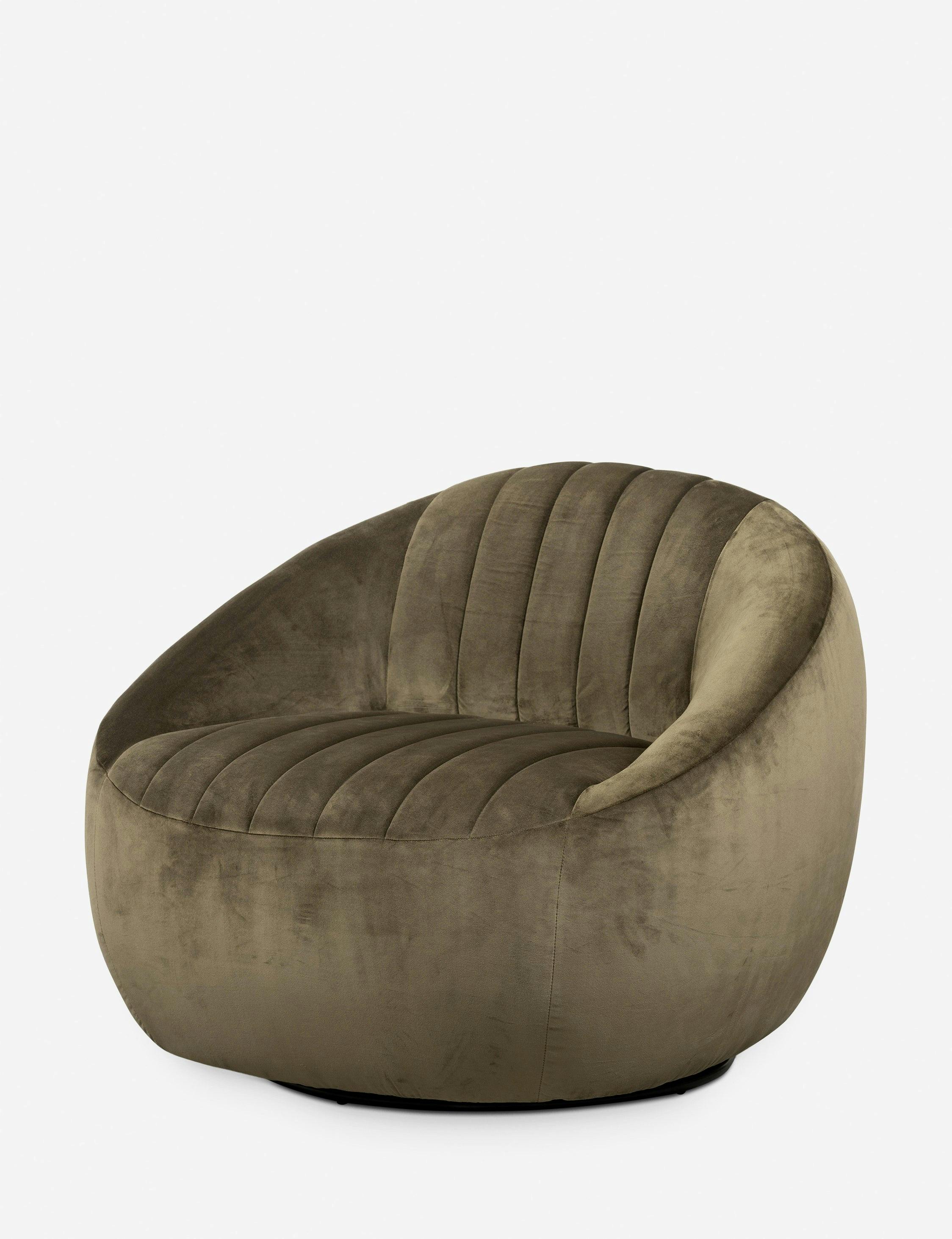 Surrey Olive Contemporary Leather Swivel Barrel Chair