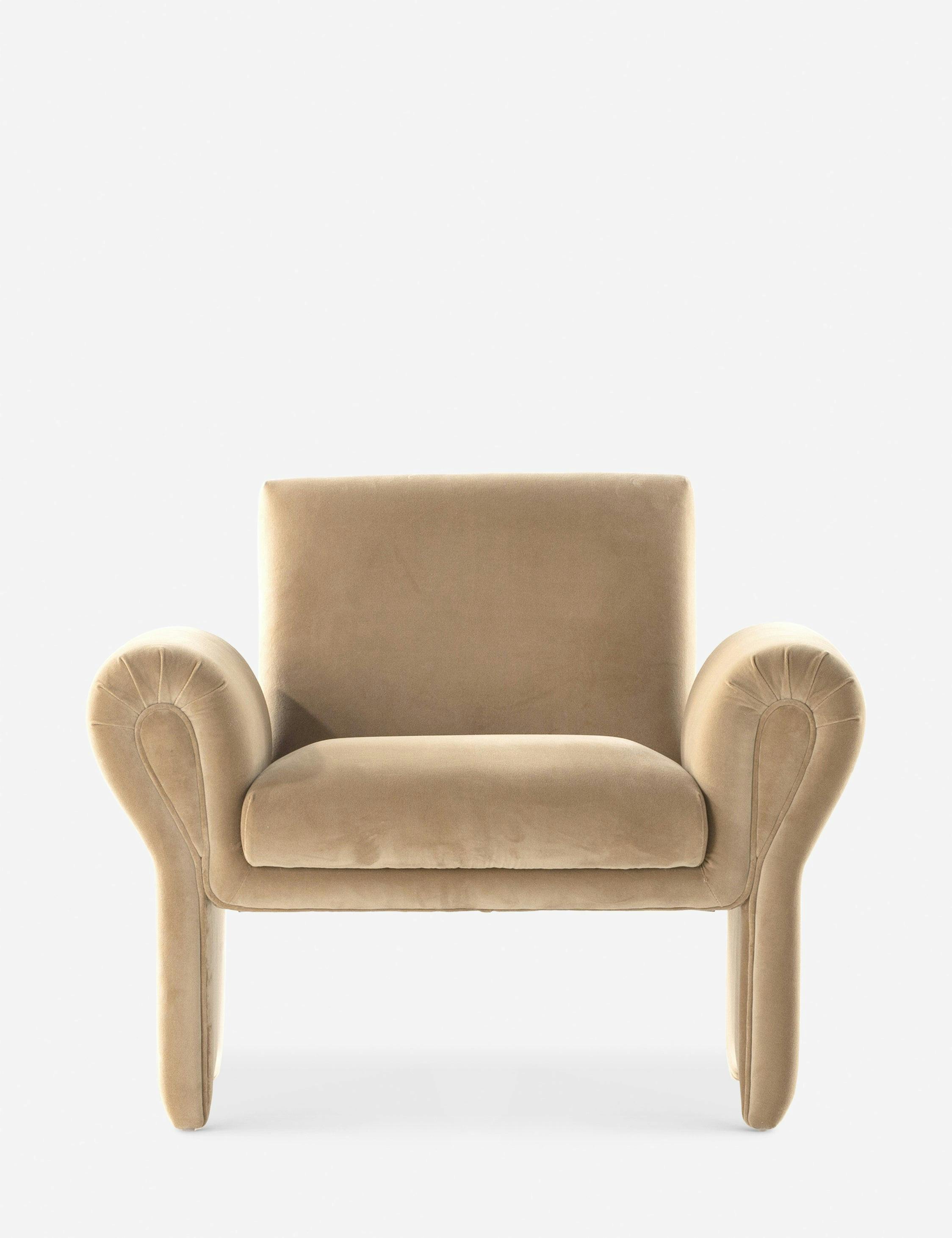 Contemporary Yellow Velvet Accent Chair with Airy Silhouette