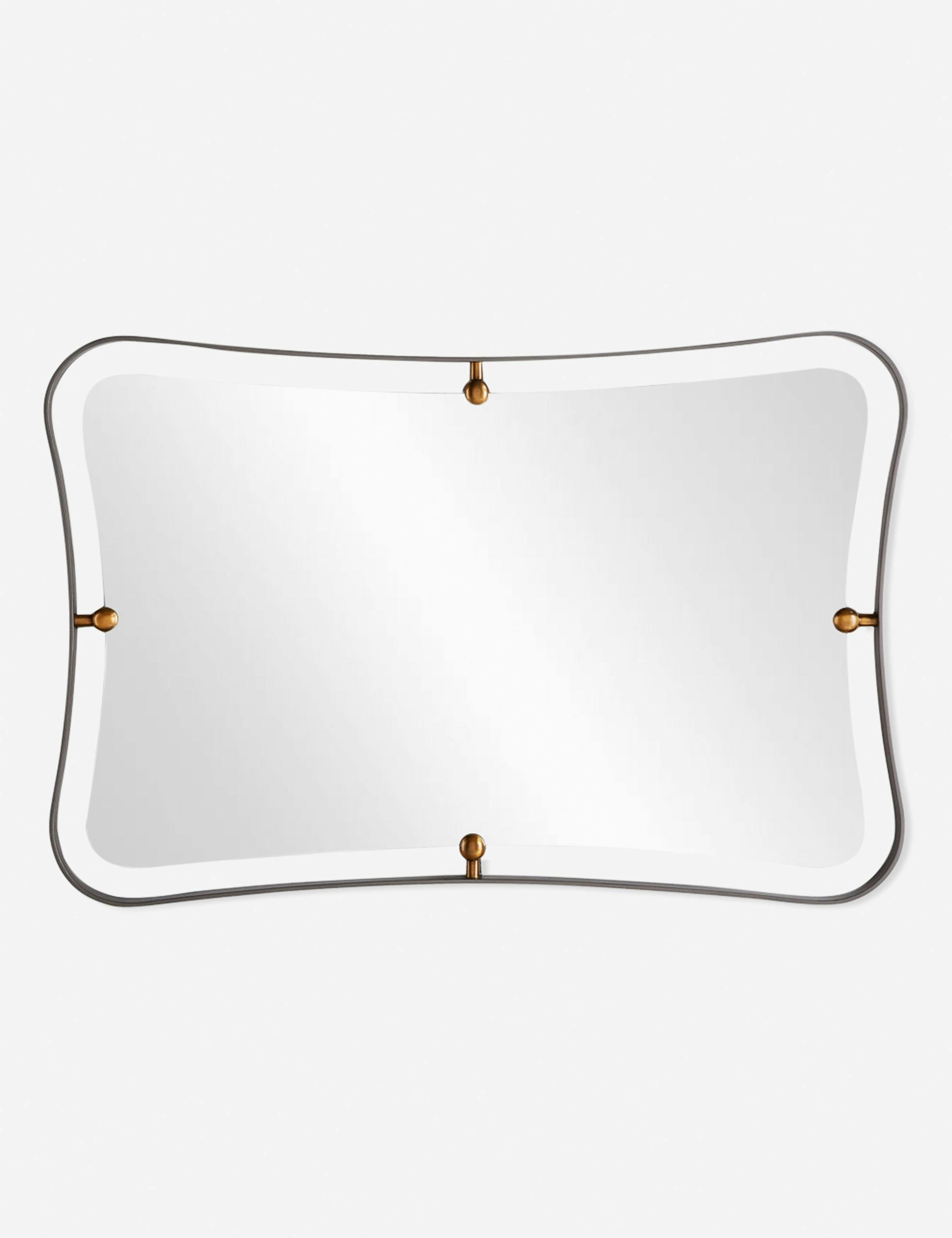 Janey Rectangular Gold and Iron Hourglass Wall Mirror 45"x30"