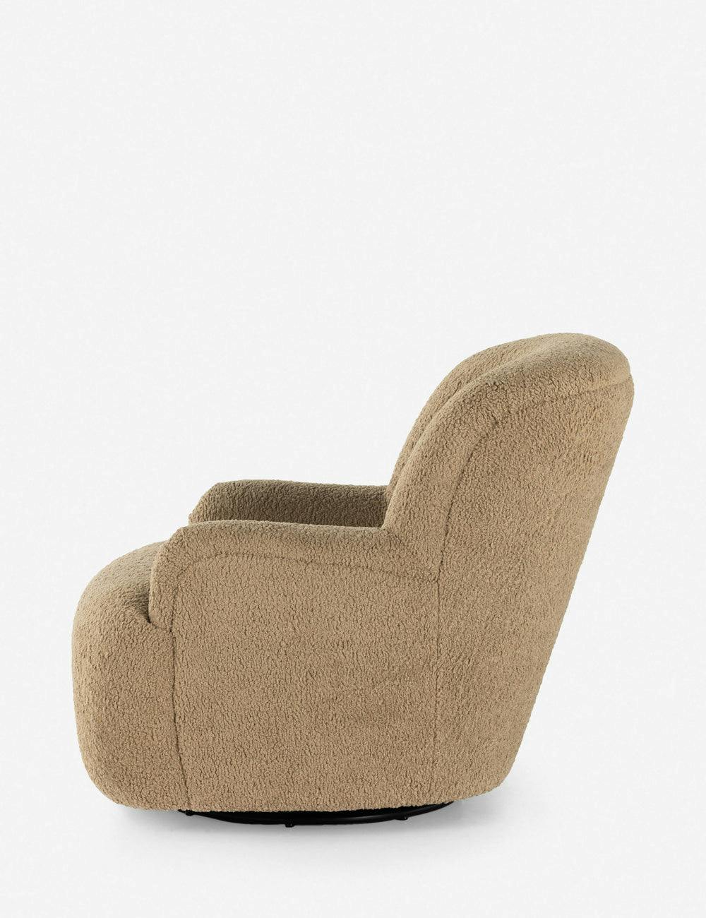 Sheepskin Camel 35.5" Contemporary Swivel Accent Chair