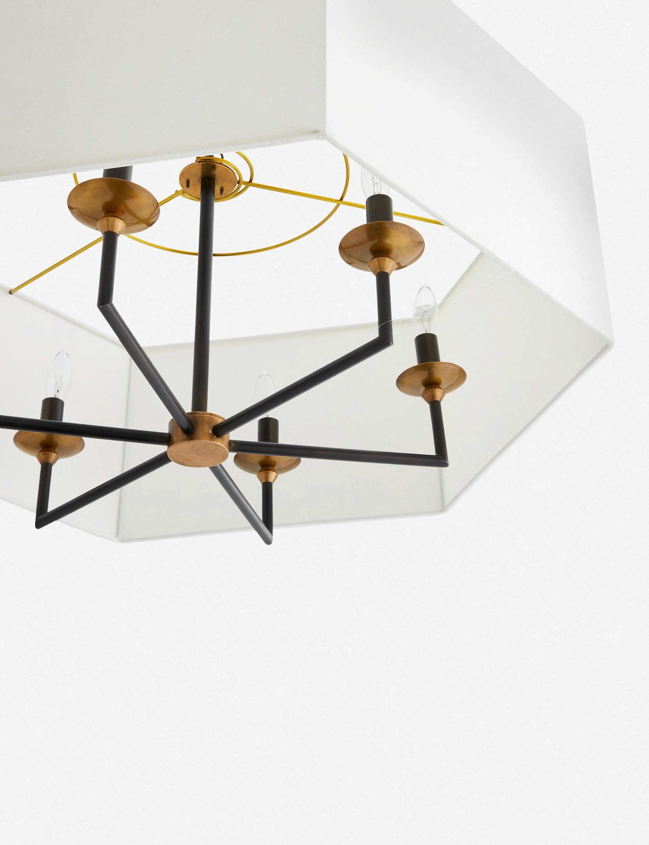 Oxford Transitional Bronze 6-Light Chandelier with Hexagonal Drum Shade