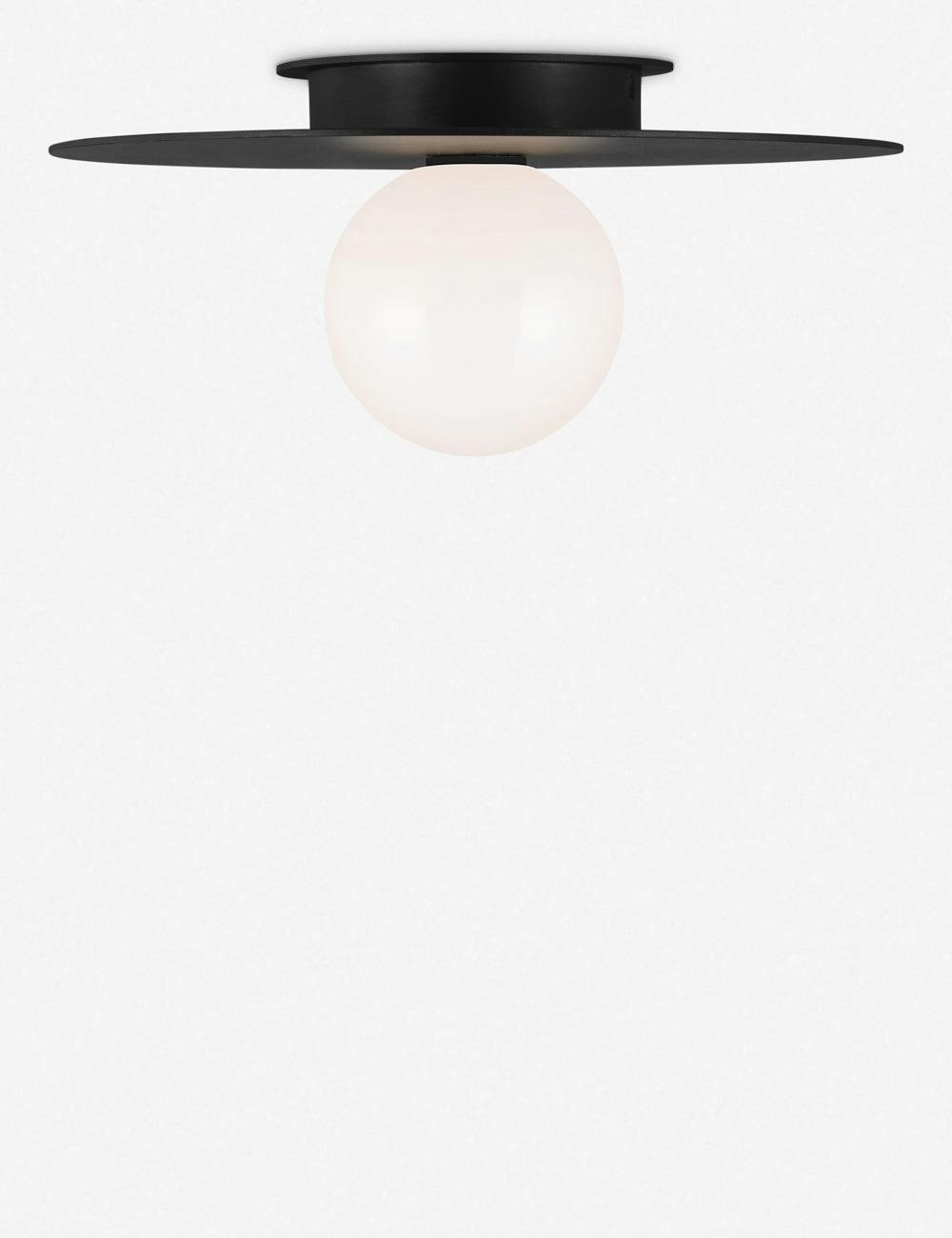 Midnight Black Globe LED Flush Mount with Milk White Glass