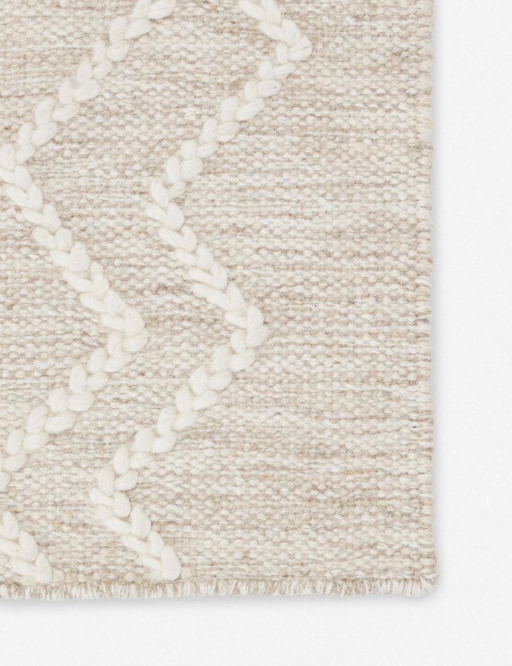 Scandinavian Ivory Geometric Braided Wool 5' x 8' Area Rug