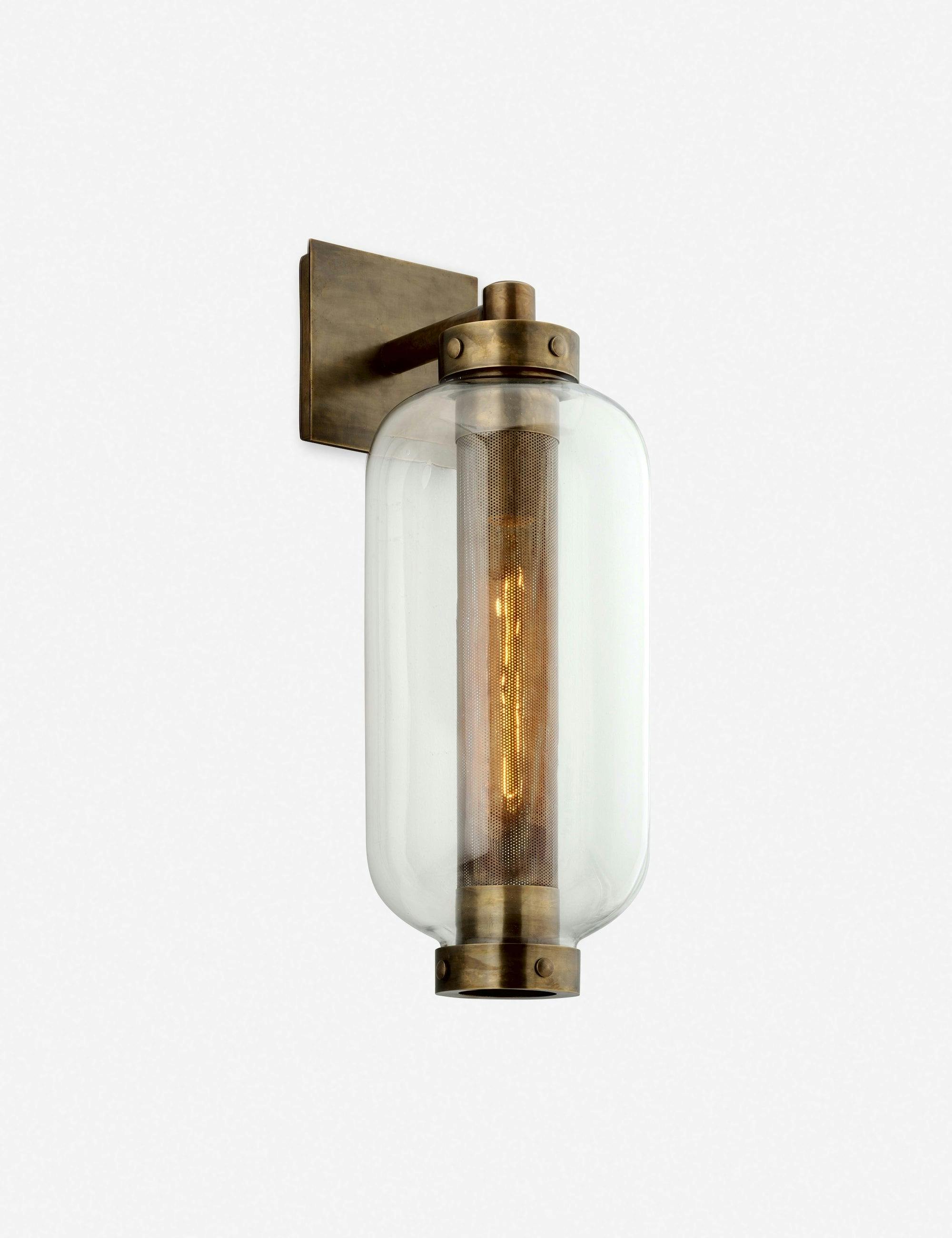 Transitional Dimmable Brass and Bronze Cylinder Sconce, 24" Plug-In