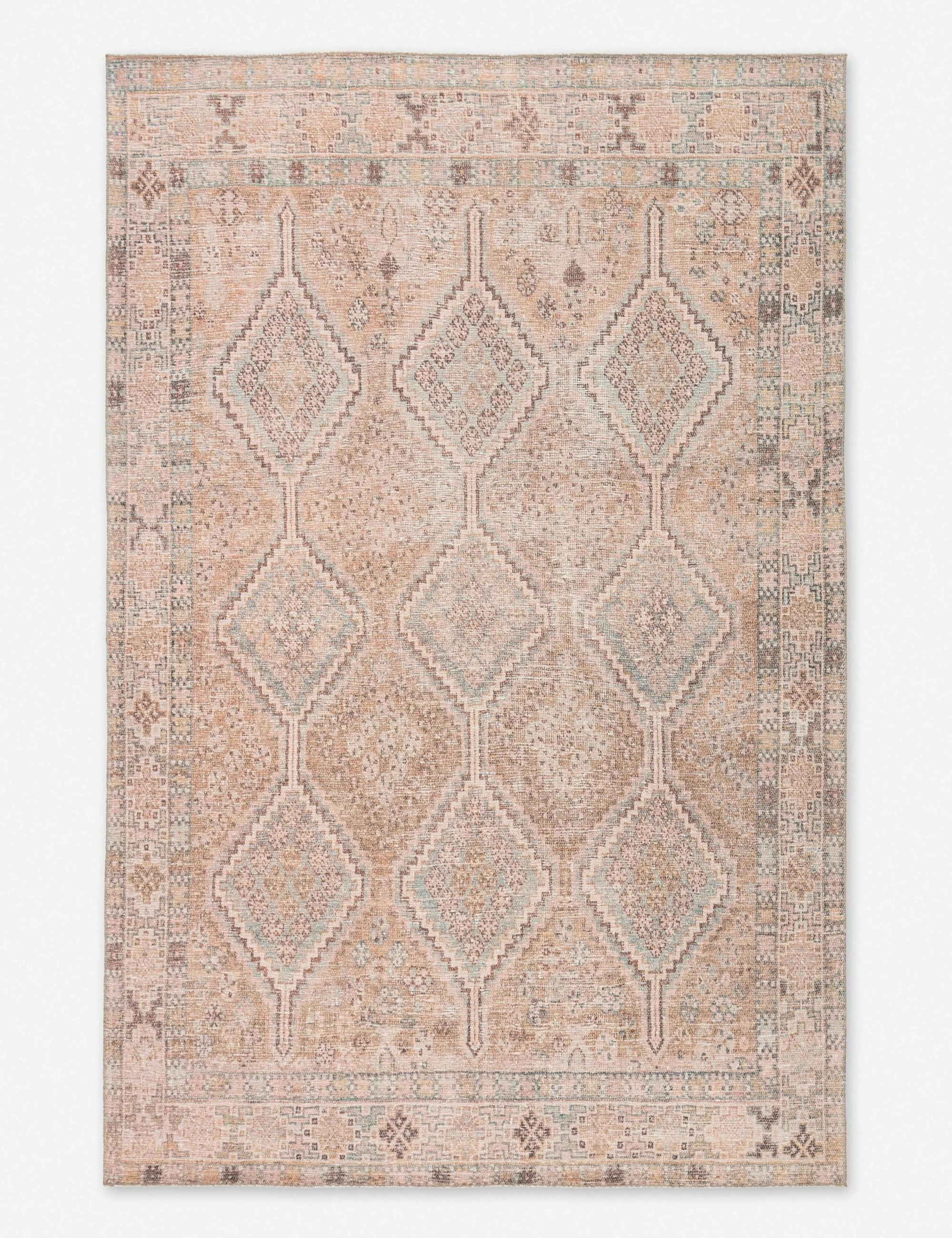 Reversible Diamond Blue Synthetic Easy-Care Area Rug 114"x90"
