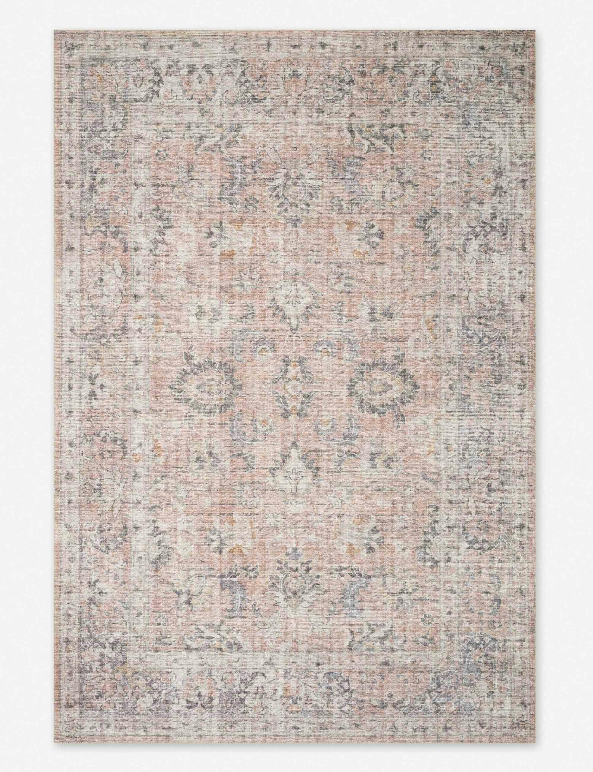Elysian Blush and Grey 4' x 6' Wool-Synthetic Blend Area Rug