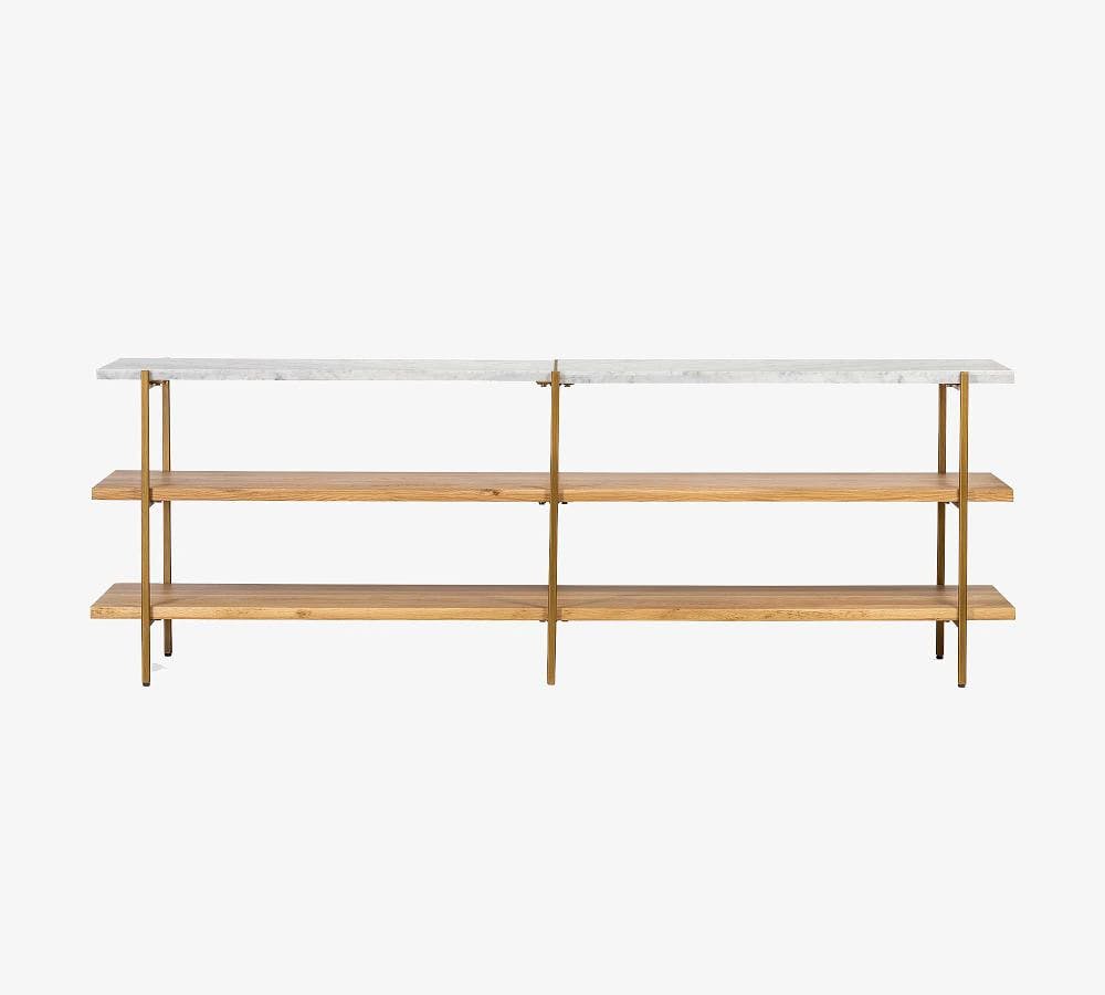 Modern 74" Marble/Wood Media Console