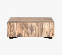 Terri Cube Coffee Table, Primavera Wood/Oxidized Iron, 40"L