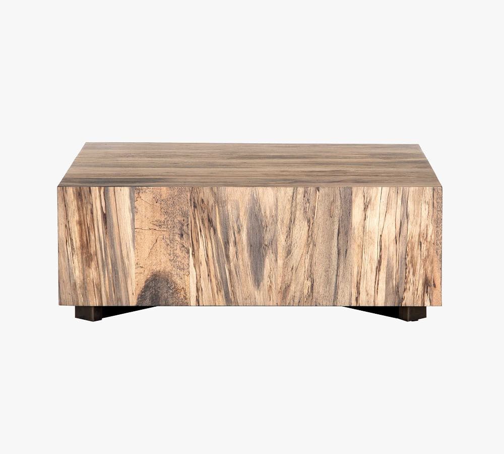 Terri Cube Coffee Table, Primavera Wood/Oxidized Iron, 40"L
