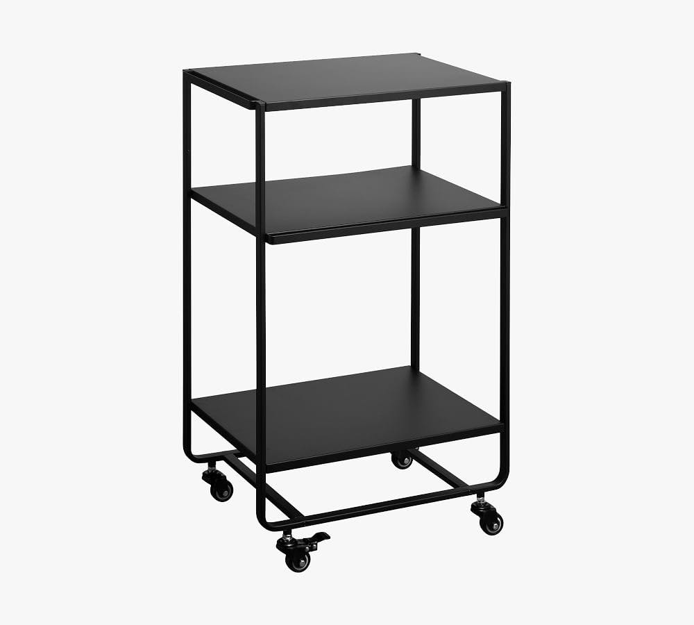 2-Tiered Rolling Kitchen Cart with Handle, Black