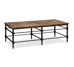 Parquet Reclaimed Wood & Metal Rectangular Coffee Table, 54"L