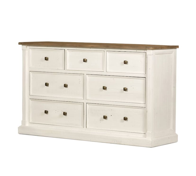 Hart Reclaimed Wood 7-Drawer Wide Dresser, Driftwood/Limestone White