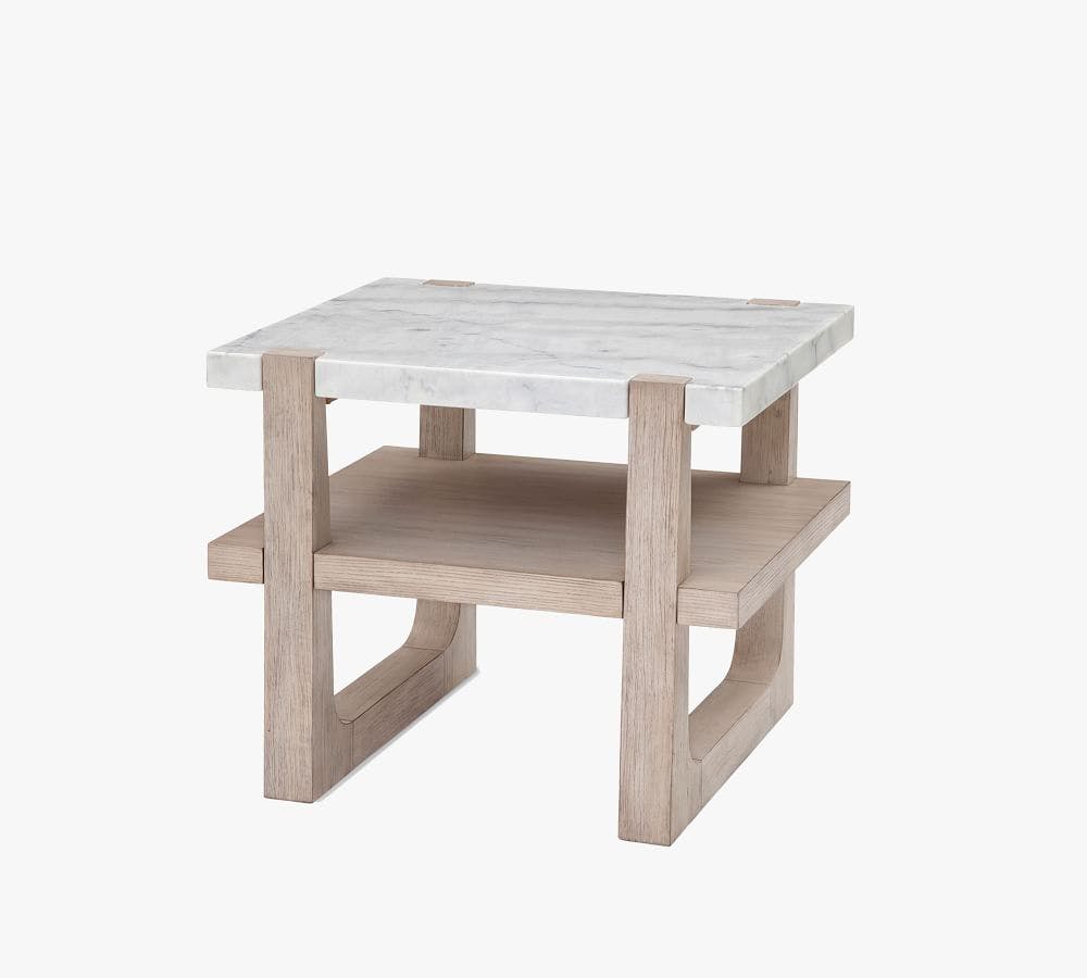 Jack 24" Marble Square End Table, Sunbleached