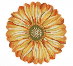 Painterly Sunflower Hand Tufted Indoor/Outdoor Rug, Yellow, 3' round