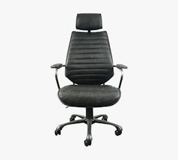 Harbor Leather Swivel Desk Chair, Black