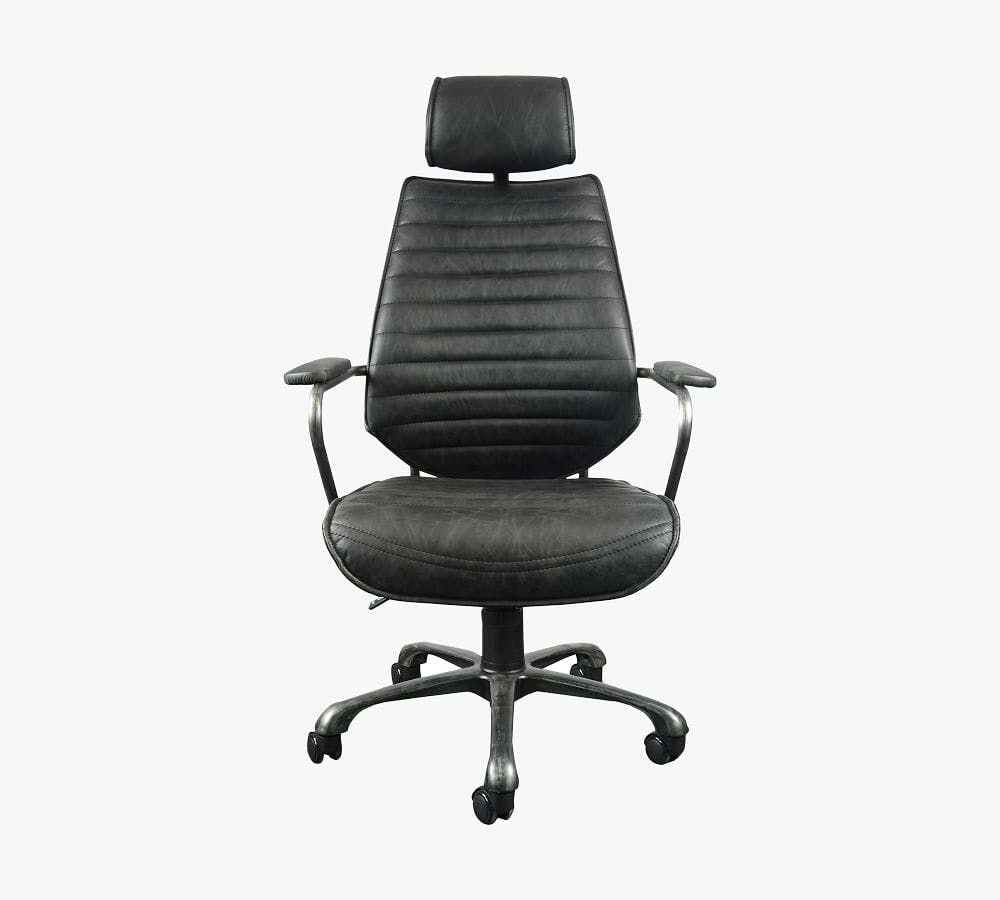 Harbor Black Leather Swivel Adjustable Office Chair