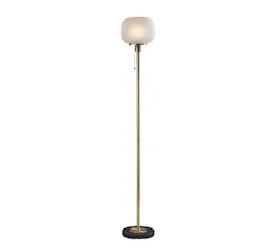 Nausica Ribbed Glass Floor Lamp, Antique Brass