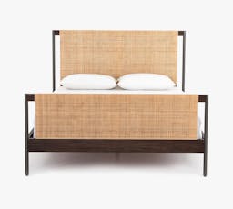 Haiden Cane Platform Bed, Queen, Charcoal Gray/Natural Cane