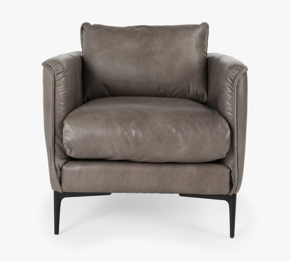 Waldorf Leather Armchair, Dark Gray