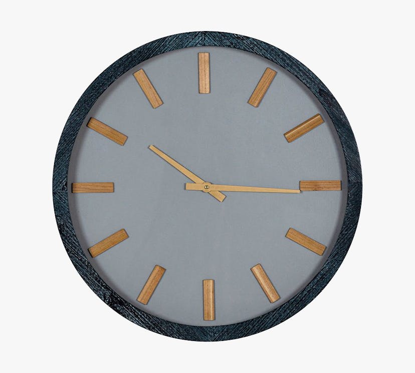 Beck Wall Clock, 24", Blue/Gray