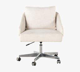 Elm Upholstered Swivel Desk Chair, Ivory