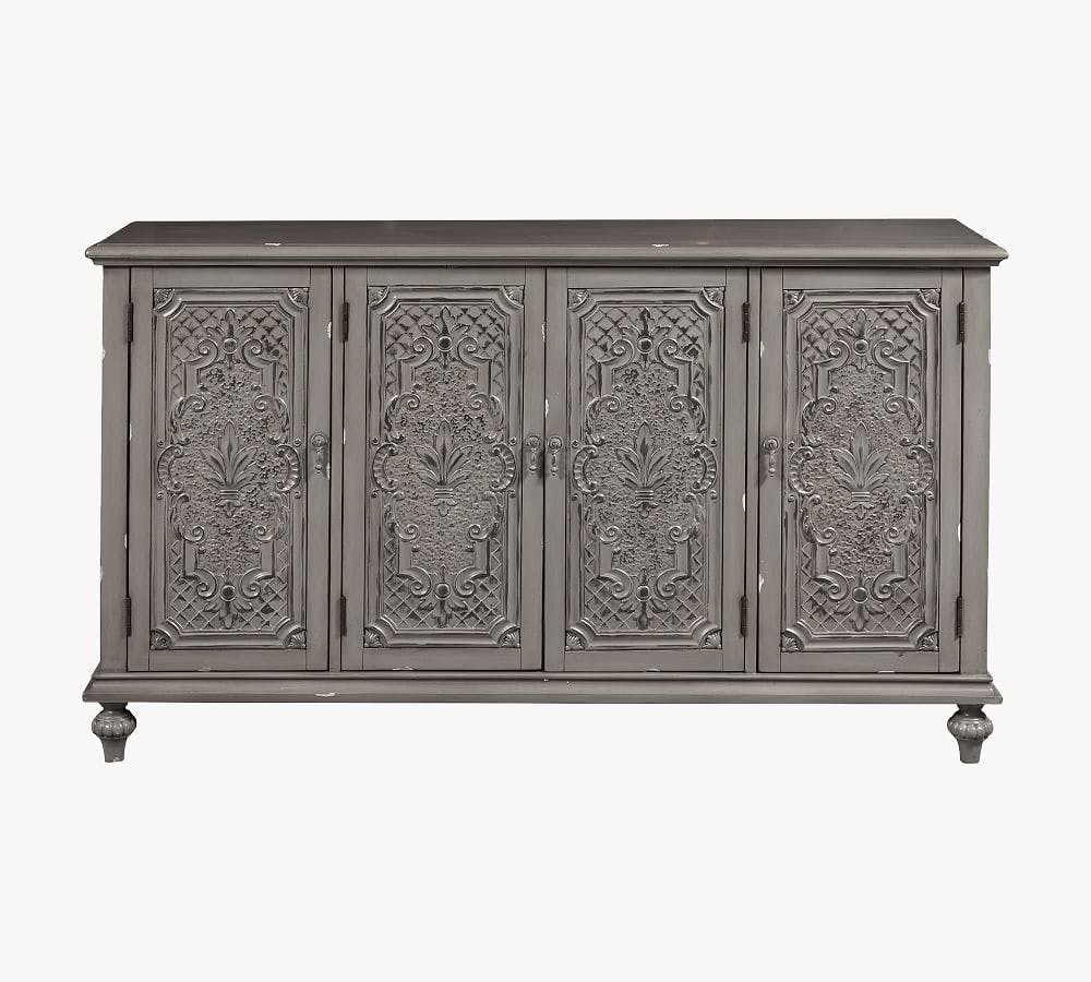 Delanson 60" Carved Wood Buffet, Gray