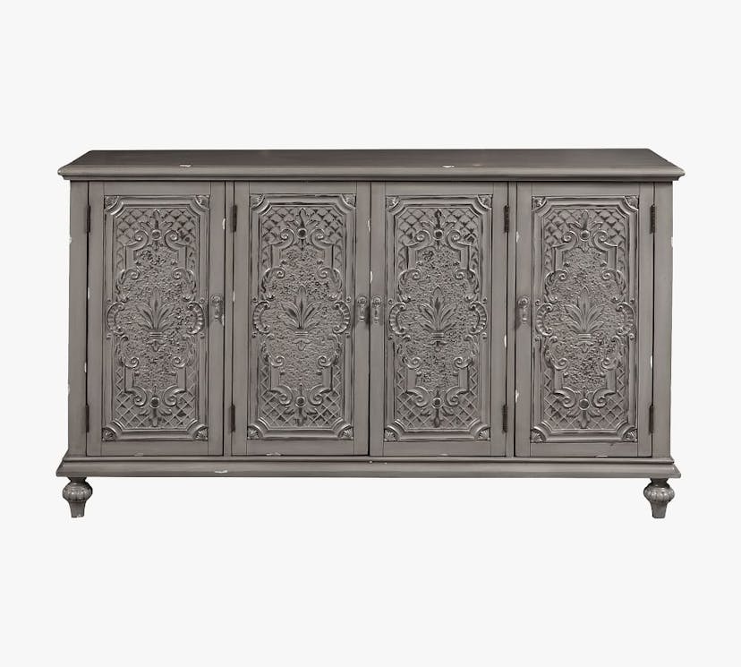 Delanson 60" Carved Wood Buffet, Gray
