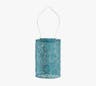 Soji Stella Cylinder Solar Indoor/Outdoor Lanterns, Metallic Emerald, 8"H, Set of 2