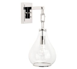 Tear Drop Hanging Wall Sconce, Clear Glass and Nickel